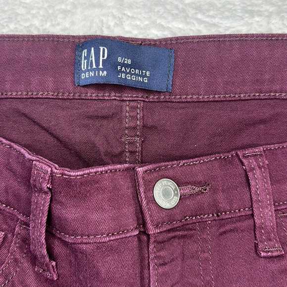 💖GAP Denim Jeggings Burgundy Women 6/28 - Picture 4 of 7